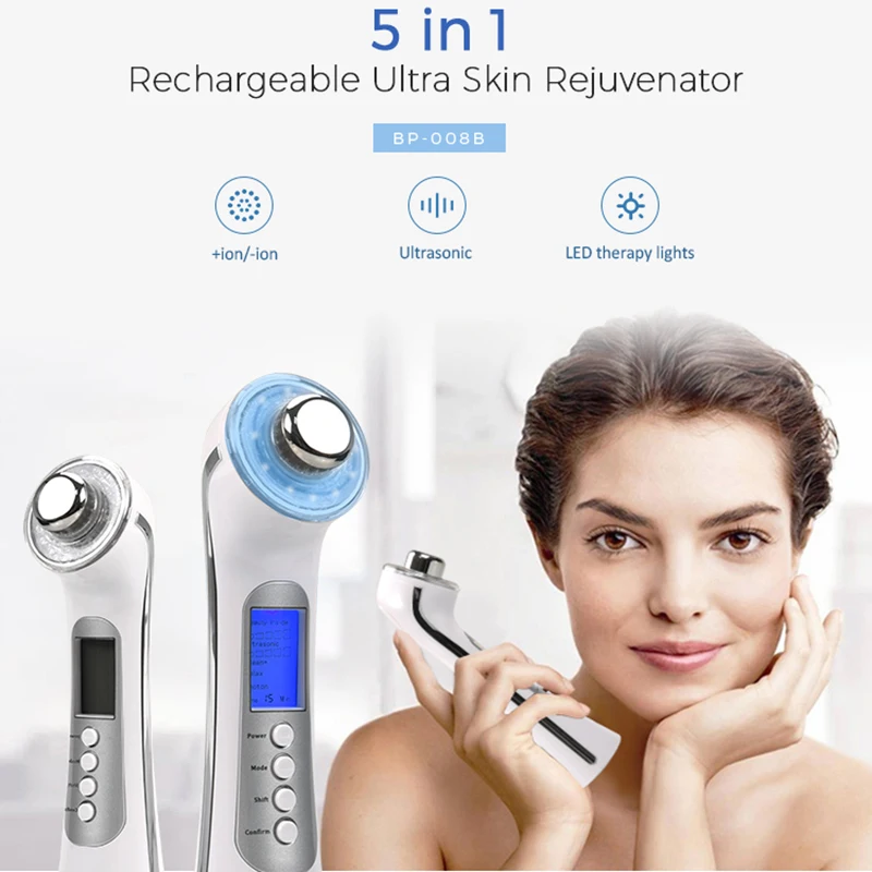  Ultrasonic Vibration Facial Care Tools LED Ion Beauty Device IPL Sonic Vibrating Device Deep Cleans