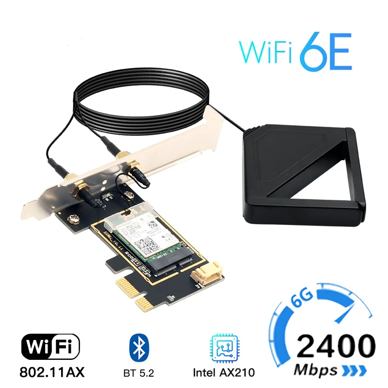 Tri band Intel AX210 wireless AX210PCIE 5374Mbps 802.11AX wireless Wi-Fi 6 AX200 is suitable for Intel 8265NGW / 9260ACM. 2 NGFF pc wifi adapter Network Cards