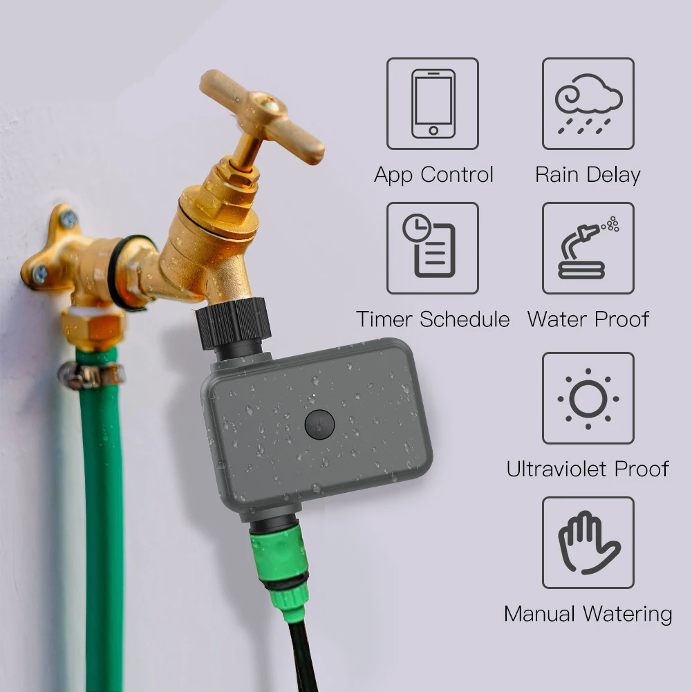 Tuya APP BT Water Timer Rain Delay Programmable Irrigation Timer Automatic and Manual Watering Hub Required for Alexa Google