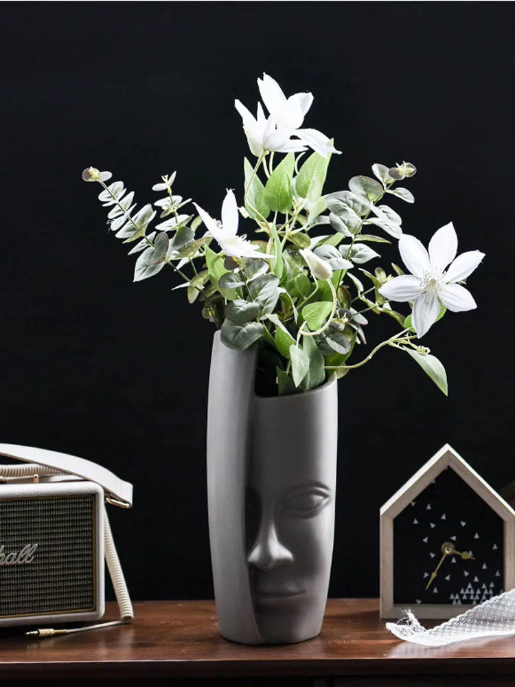 Скандинавские лица ваза черные и белые керамические вазы для цветов искусственная Цветочная композиция ваза креативные люди лицо большая голова ваза горшок