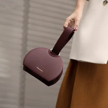 

2020Fashion PU Solid Color Design Mature Concise Semi-Circular Saddle Handbag Ring Totes Messenger Bag Women's Bag Clutch Bag