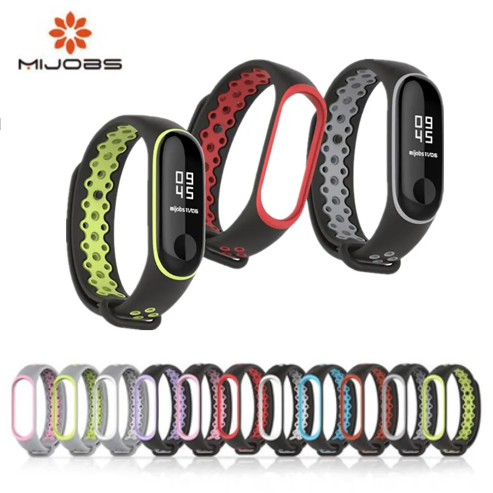 Mijobs Mi Band 4 ремешок спортивный mi band 3 браслет для xiaomi с цветным силиконовым ремешком
