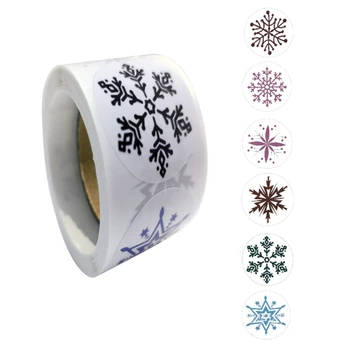 

500pcs 6 Styles Christmas Snowflake Stickers Seal Label for Xmas Gift Package Envelope Sticker