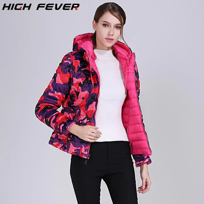 Зимние двухсторонние Модные женские зимние теплые пуховые пальто куртки ...