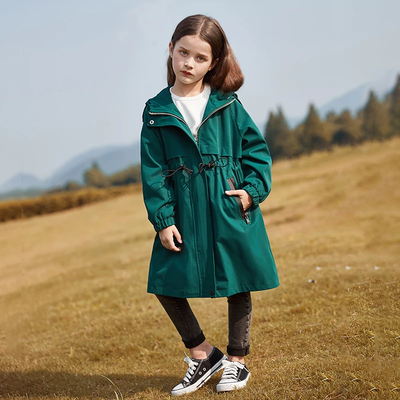 

Long Children's Jacket Windswear New Korean Girls' Westernized Children's Wear Autumn Clothes 2019 Pure Color Trench Coat