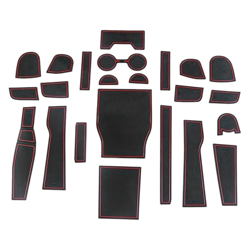 

Non-Slip Gate Slot Mats Latex Door Pad Cup Mat for BMW 3 Series G20 G21 2019 2020 Interior Parts Accessories(Red)