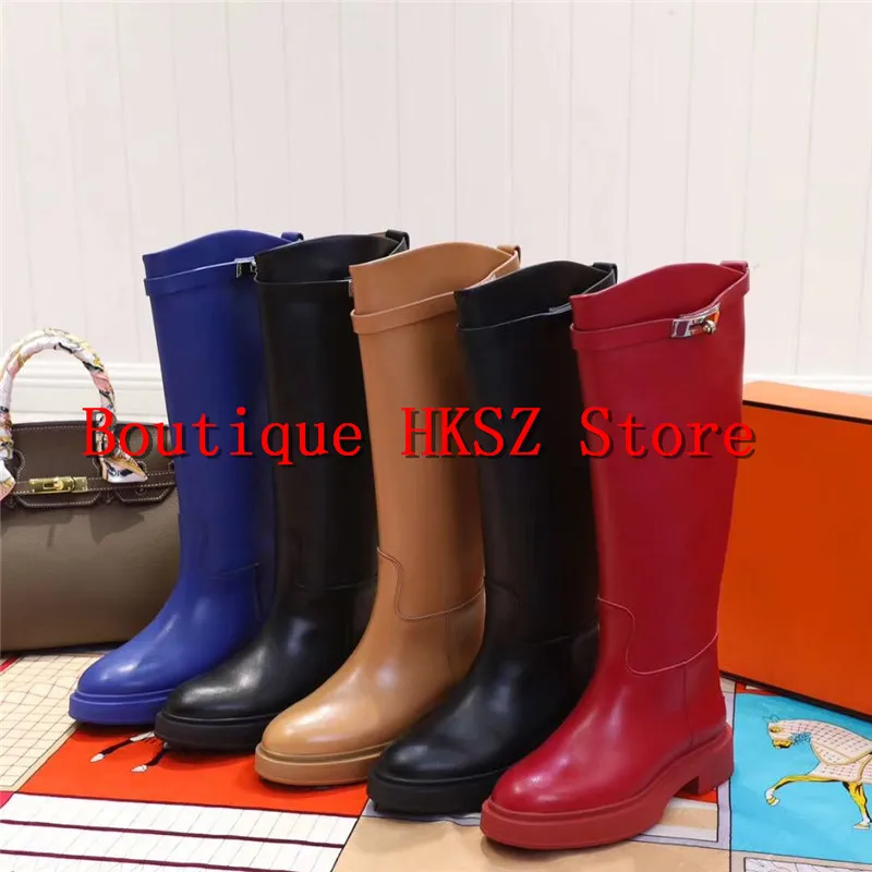 

New style Highest quality Winter Kelly buckle Top cowhide Genuine leather uppers Snow boots Women long boots size 35-40