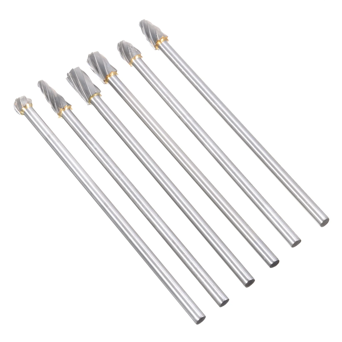 6Pcs Carbide Rotary Burrs 6mm 1/4" Shank Rotary Aluminum Cut Burr Tungsten Steel Woodworking Milling CNC Tool