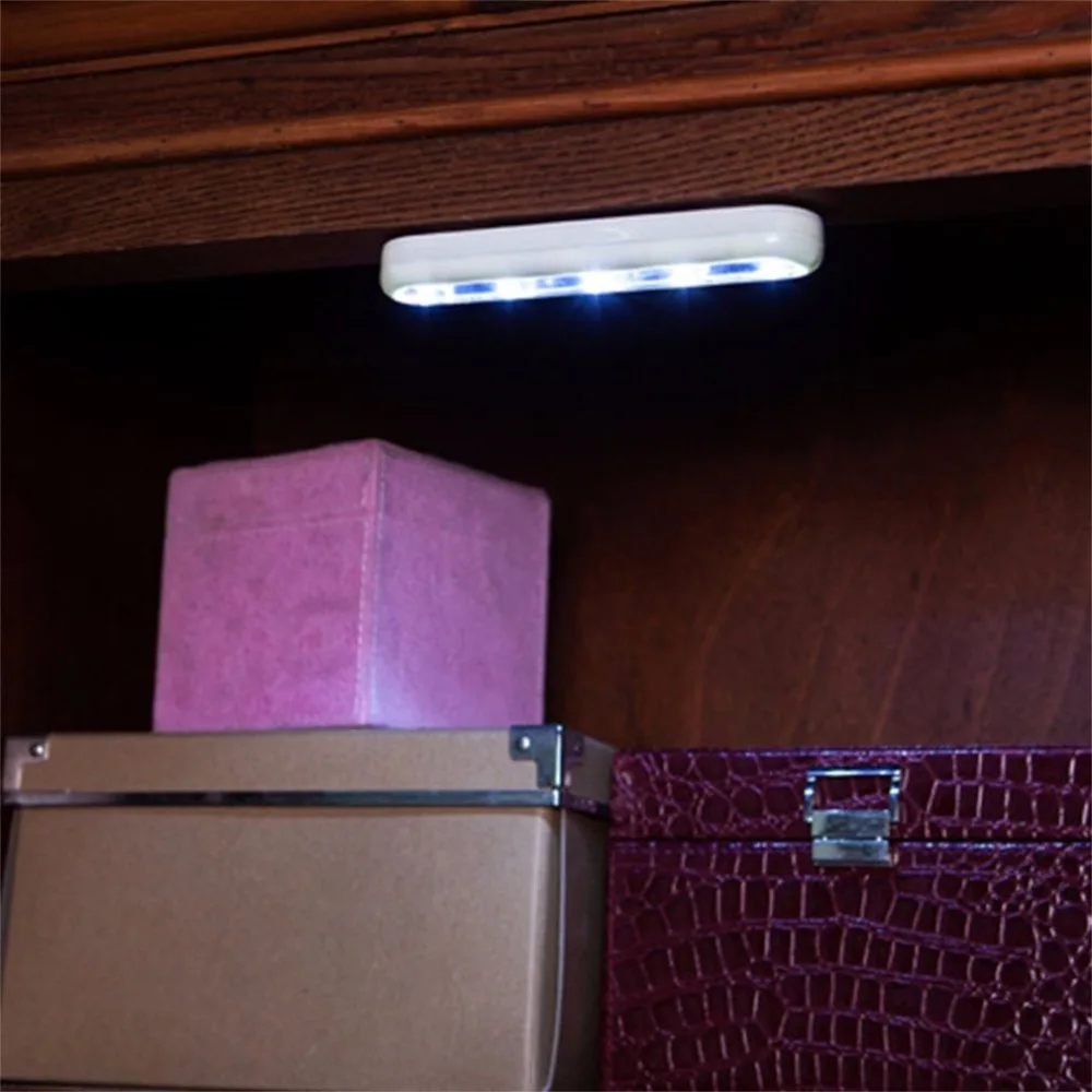 Battery-powered LED Light Stick Small Night Light Self-adhesive Wardrobe Light Bar For Bathroom Cabinet Stairway Closet