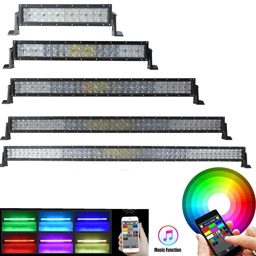 2 шт. автомобильный противотуманный светильник RGB+ 1 шт. 5D RGB Led рабочий бар Bluetooth App управление стробоскоп многоцветный 22 32 42 50 52 дюймов внедорожный внедорожник 4X4 12 В