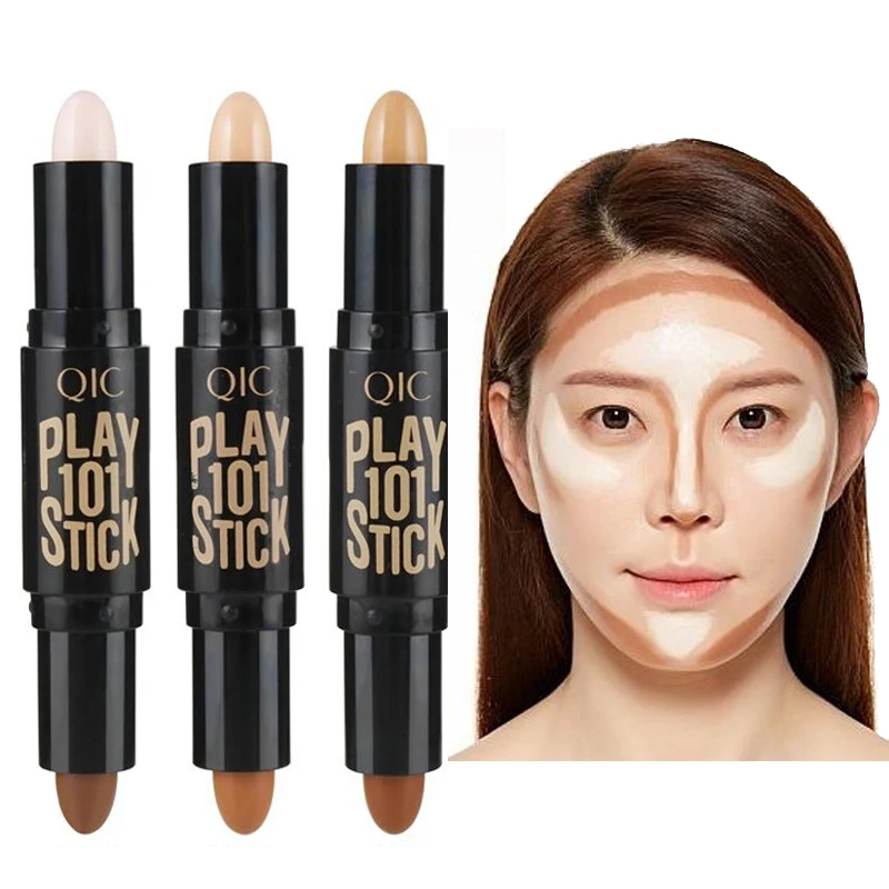 

3 Types Double-end Facial Highlight Foundation Base Contour Stick Beauty Make Up Face Powder Cream Shimmer Concealer Pen Makeup