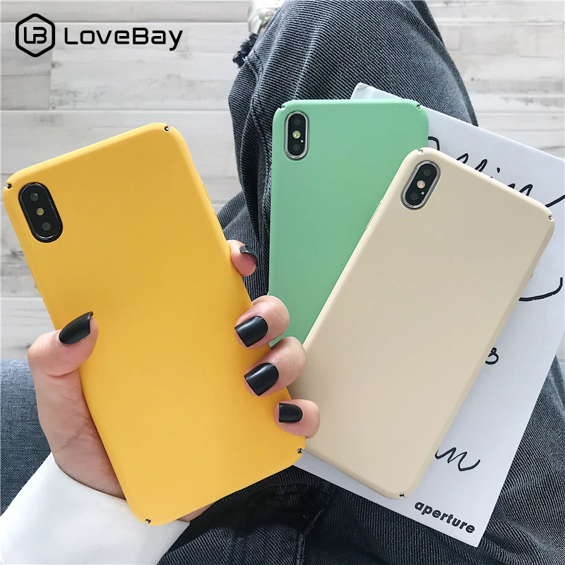 

Lovebay Phone Cases Cover Shells For iphone 7 Case Hard Plastic Solid Candy Color Cover For iphone XS Max XR X 6 6S 7 8 Plus