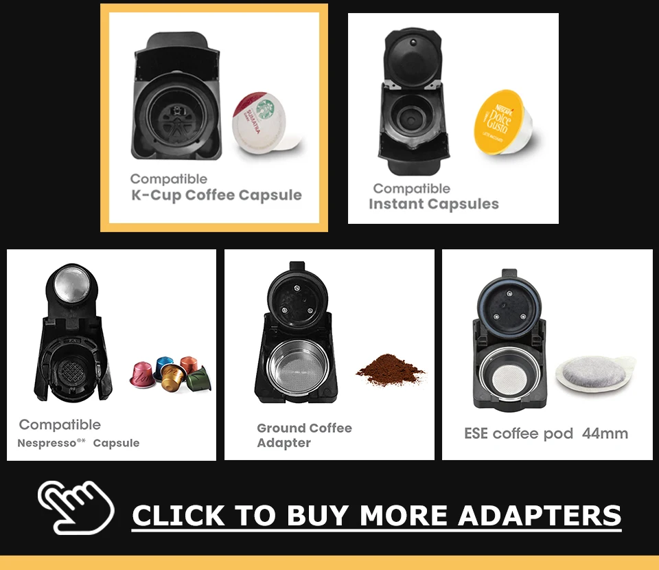 HiBREW Coffee Machine 19Bar 4in1 Multiple Capsule Expresso Cafetera Dolce  Milk&Nexpresso Capsule ESEpod Ground Coffee Pod H2