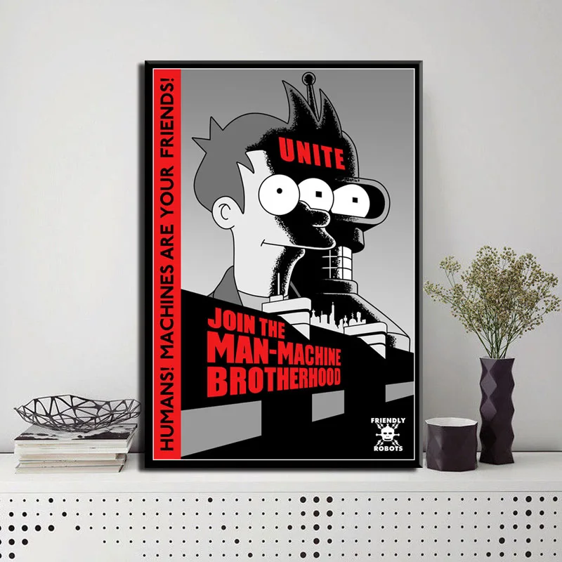 Futurama мультфильм Бендер Джон зодидберг Забавный, классический мультфильм искусство живопись Шелковый Холст плакат настенный домашний декор