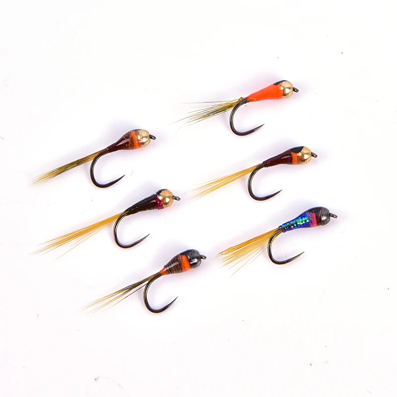 6PCS Tungsten Nymph Beadheads Fly Trout Grayling Brook Trout Fishing Quick Sink Fly