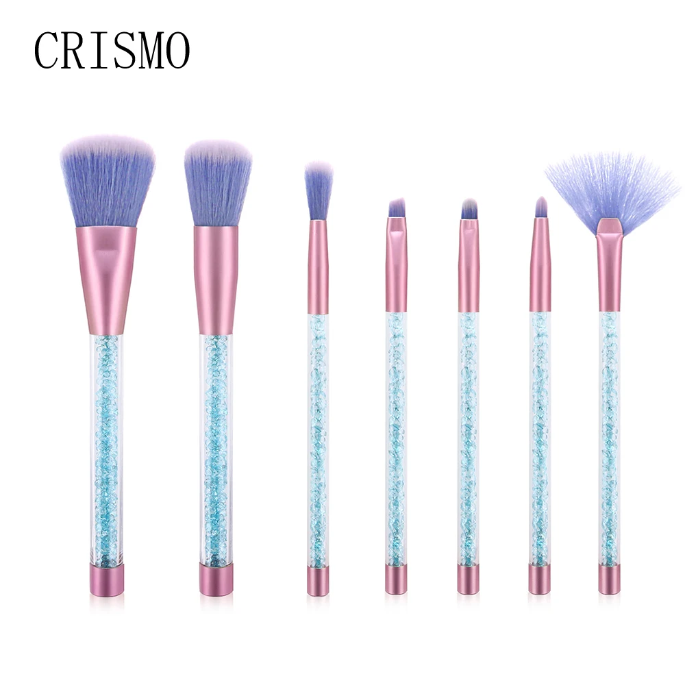 

CRISMO 7Pcs Glitter Diamond Crystal Handle Makeup Brushes Set Powder Foundation Face Make Up Brush Cosmetic Foundation Brush