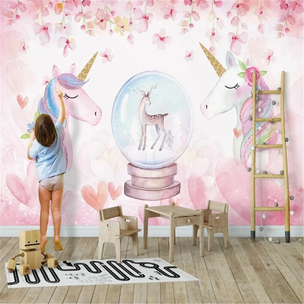 

MIlofi watercolor unicorn background wall large mural
