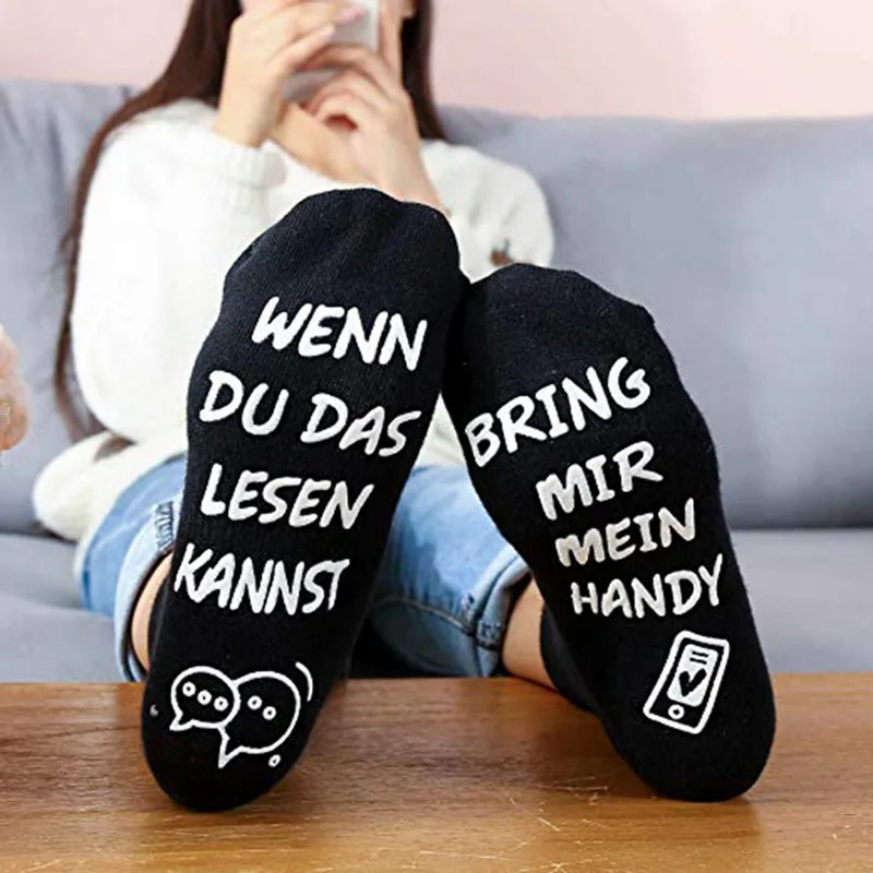 Custom wine socks WENN LESEN KANNST BRING MIR MEIN HANDY autumn spring winter 2019 Halloween Christmas gift Sock Dropship |
