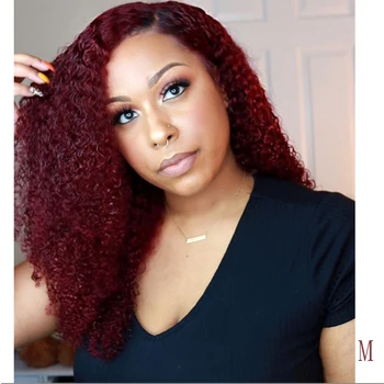 

Ombre 1b99j Burgundy 13*6 Deep Part Lace Front Wig Red Blunt Cut Short Curly Bob Wig For Black Women 150 Denisty Remy Human Hair