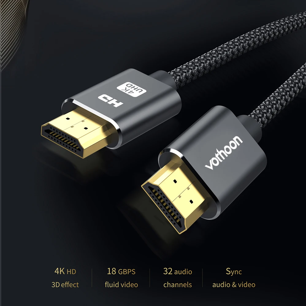 Vothoon 4K 60Hz HDMI 2,0 кабель HDMI к HDMI кабель Ethernet кабель для PS3 проектор HD lcd Apple tv компьютер ноутбук к Displayer
