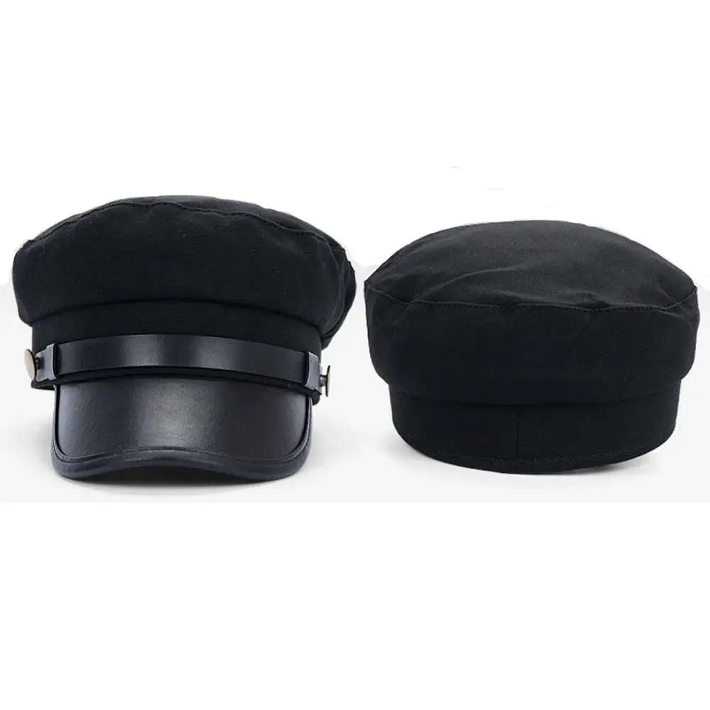 MeetLife Unisex Black Chauffeur Hat Anime Cosplay Hat Fiddler Cap Captain Limo Driver Jotaro