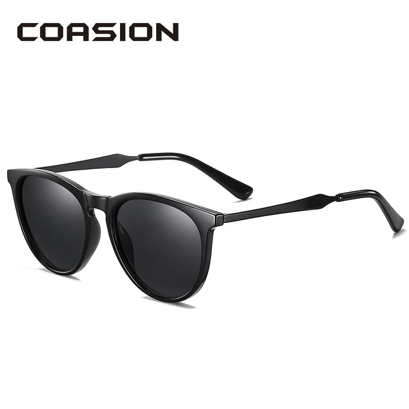 Оправа COASION TR90 круглые солнцезащитные очки женские поляризационные черные