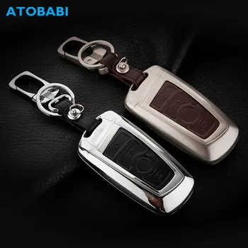 

Zinc Alloy+Leather Car Key Case For BMW 520 525 730li 740 118 320i 3 5 7 Series X3 X4 M3 M4 M5 Keychain Remote Fob Shell Cover