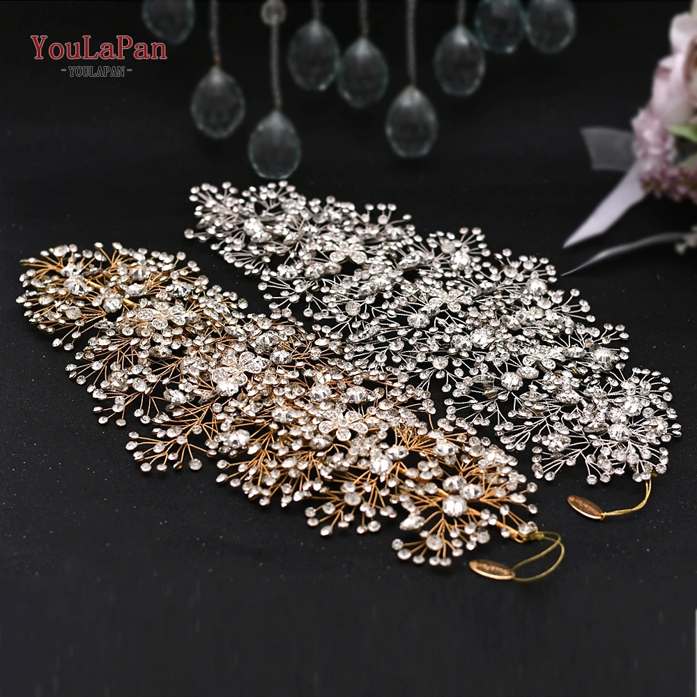 TOPQUEEN Wedding Headband Bridal Crown Jewelry Silver Rhinestone Bridal Hair Accessories Hair Vines HP240