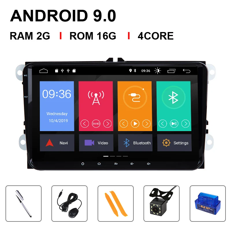 IPS DSP 64GB 2Din Android 9 AutoRadio gps navigation For Amarok Volksagen VW Passat B6 golf 56 Skoda octavia Superb 2 Camera OBD - Цвет: 4 Core 16ROM OBD Cam