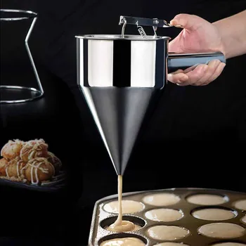 

Pancake Batter Dispenser Stainless Steel Handheld Stirring Batter Separator Baking Cupcakes Separator Measuring Cup Cozinha #N