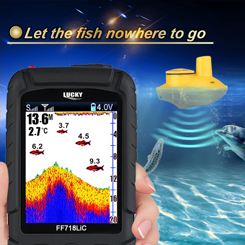 

Wireless Portable Fish Finder 45M/145 Feet Depth Waterproof Sonar Ocean River Lake Fish Detector Pesca Sonar Transducer