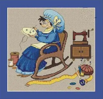 

HH Counted Cross Stitch Kit Stump house Handmade Needlework For Embroidery 14ct Cross Stitch Grandma of Cartoon Embroidery