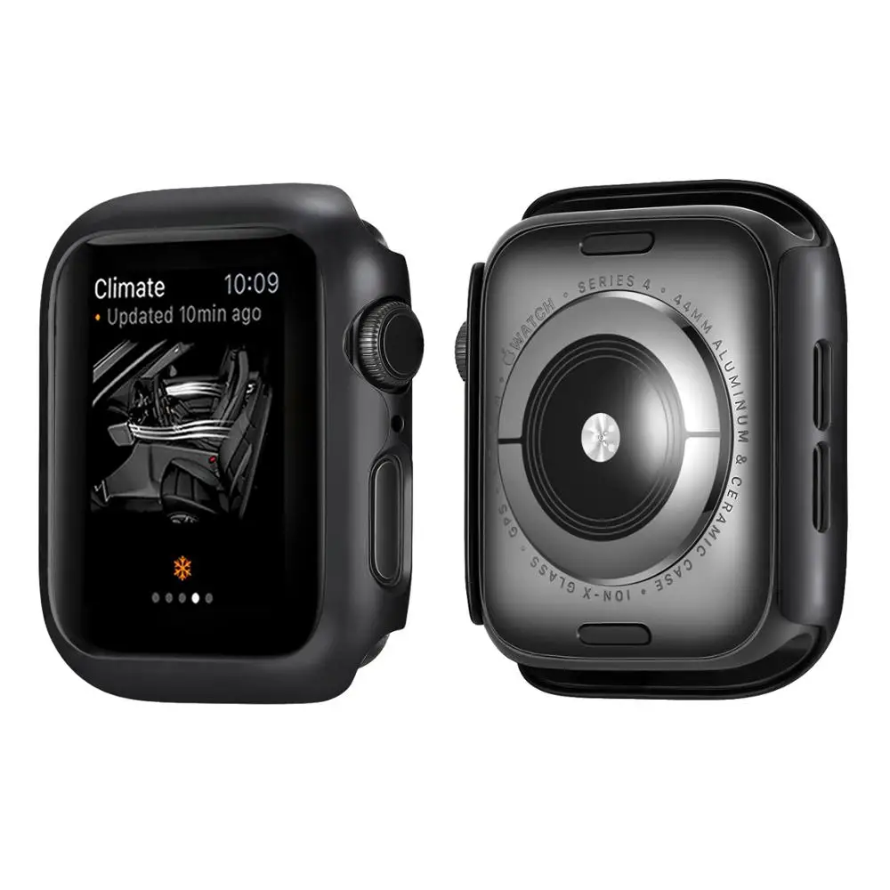 Чехол для Apple Watch 4, 5, 3, 2, 1, 40 мм, 44 мм, с краями, чехол s для iWatch Series 3, 2, 42 мм, 38 мм - Цвет: Черный