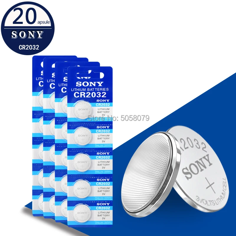 20 шт/карта SONY 3V CR2032 литиевая Кнопка монета батарея 5004LC 2032 DL2032 ECR2032 KCR2032 литиевые