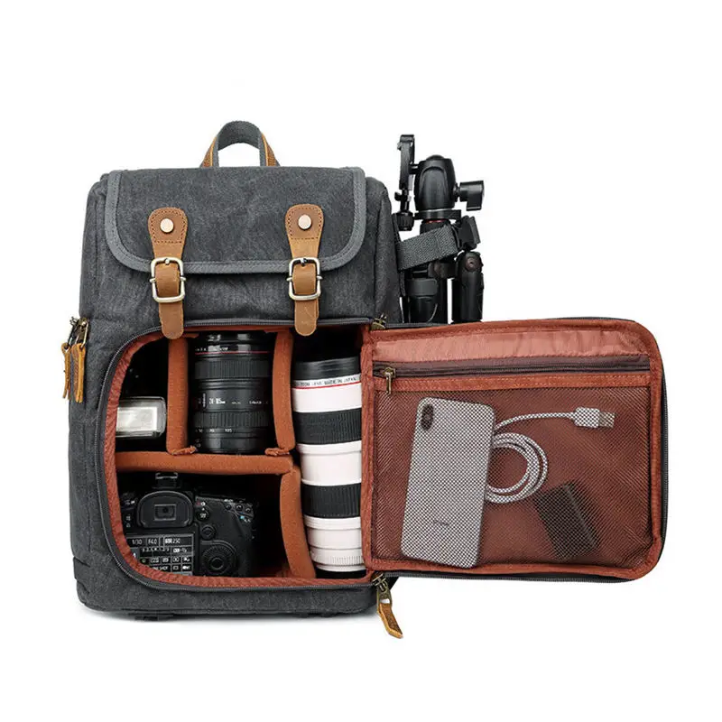 Большой емкости батик холст ткань фотографии рюкзак сумка Открытый водонепроницаемый камера плечи рюкзак для Canon для большинства копания