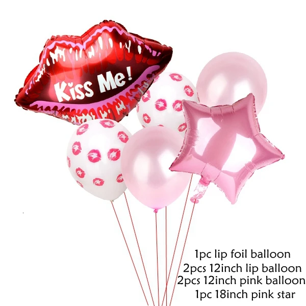 6PCS Lip Pink 1 комплект DIY мульти Любовь Сердце латексные алюминиевой фольги шары на день святого валентина предложение Свадьба украшения поставки - Цвет: 6PCS Lip Pink