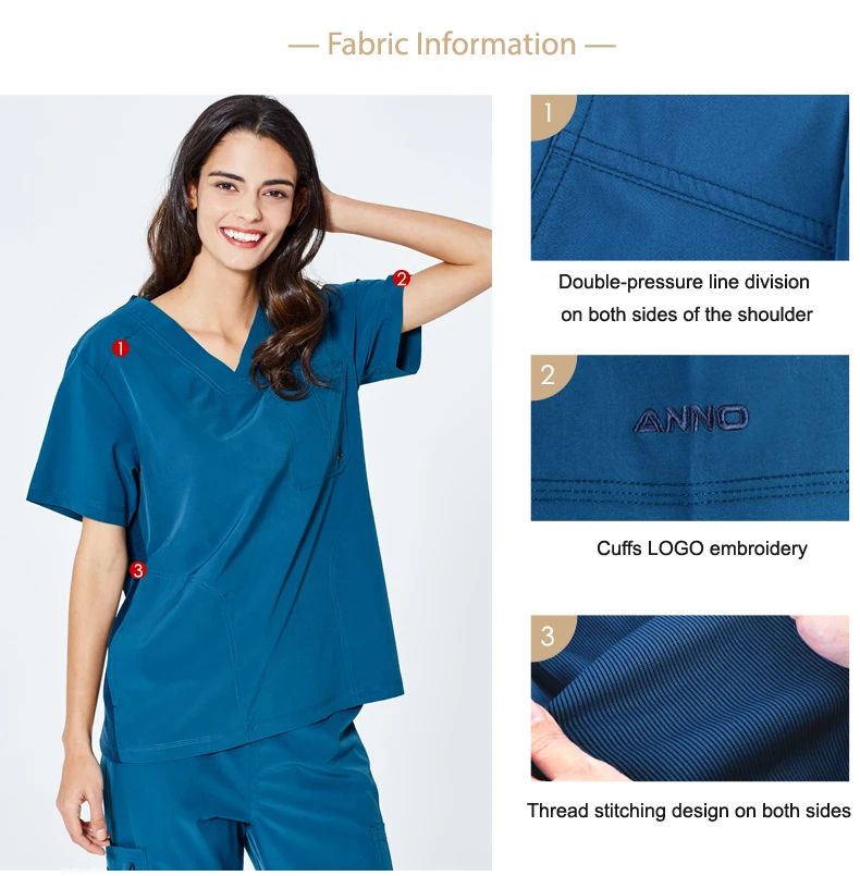 ANNO Nurse Uniform Non Stick Hair fabric Pet Hospital Clothes Medical Scrubs Set Doctor Suit Surgical Gown New Cloth