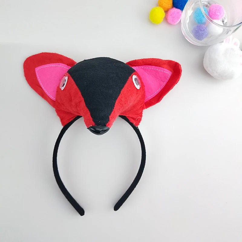 Повязка на голову с милыми животными из мультфильмов, ангел, пчела, Лев, повязка на голову для костюмированной вечеринки, головной убор для детей, подарок на день рождения, Рождество, Хэллоуин - Цвет: 3D red fox
