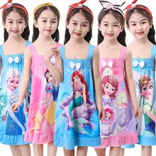 Robes d'été pour filles, vêtements de nuit reine des neiges, sans manches, Anna, Elsa, Olaf, pour fête de noël, pour enfants
