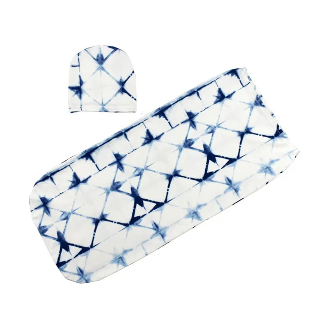 2 шт./компл. детское Пеленальное Одеяло+ шапка конверт для Новорожденных Обертывание хлопковые пеленки мешок постельные принадлежности - Цвет: blue 1