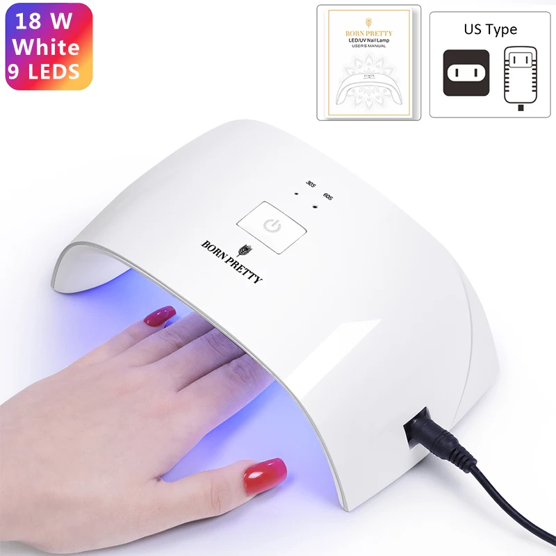 18W White US Сушилка для ногтей BORN PRETTY UV светодиодный светильник 36 Вт/48 Вт/54 Вт лампа для всех гель-лаков отверждения ЖК-дисплей машина сушки лампа Маникюрный Инструмент - Цвет: 18W White US