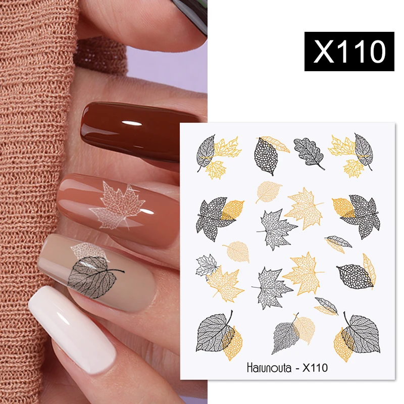 Harunouta Abstract Line Avocado Fruit Leopard Nail Water Sticker Decals Flower Leaves Slider Decoration For Autumn Nail Design