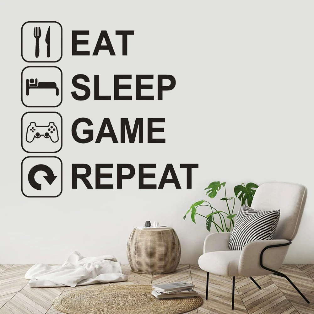 

Wallpapers Repeat Eat Sleep Game Removable Art Vinyl Decals Decor DIY Home Livingroom Kids Room Funny Murals Stickers DW7394