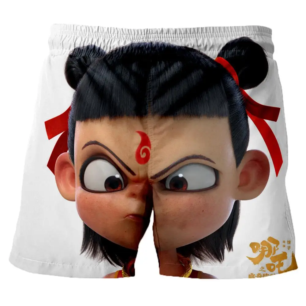 Harajuku стиль фильм ne zha 3D мультфильм печати пляжные шорты Уличная Панк Мода Тренд унисекс Шорты повседневные мужские шорты