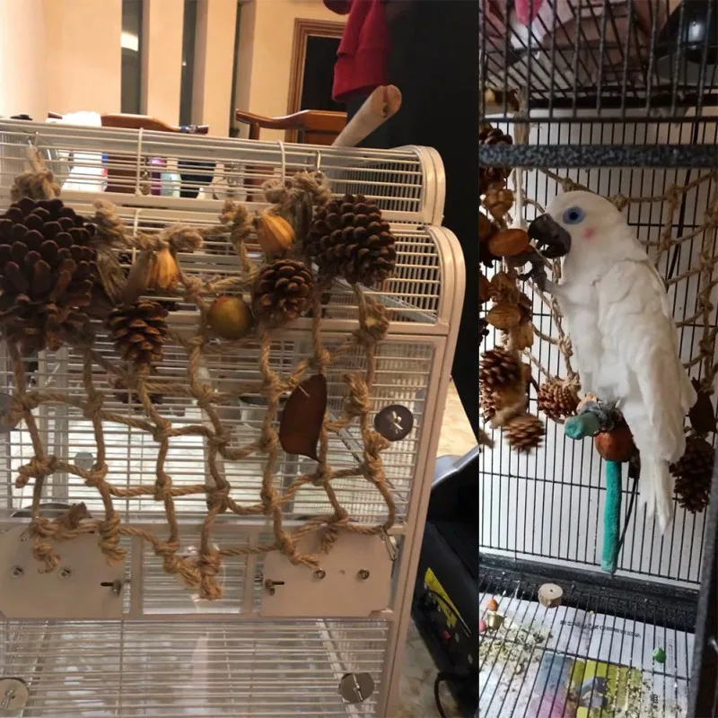 Pet подвесная игрушка клетка для попугая птица забавная сетка для лазанья с орехами качели для попугаев веревка сетка на стойке сетчатый гамак жевательные грызунки
