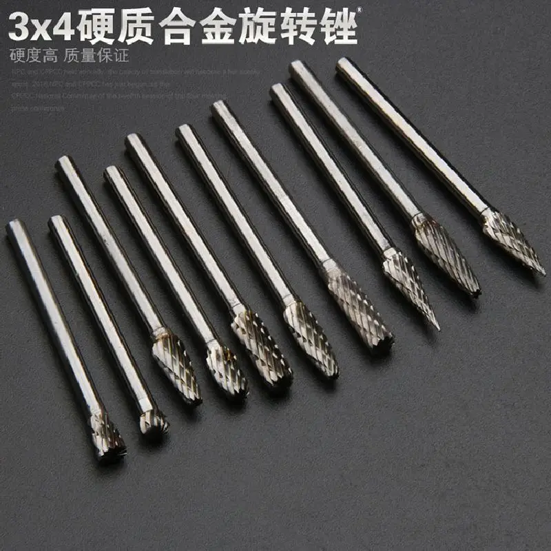 

3x4mm TC Cutters Milling Cutter Tungsten Steel Grinding Head Metal Wood Abrasive Tip Wheelhead Milling Tool Moulding Cutter