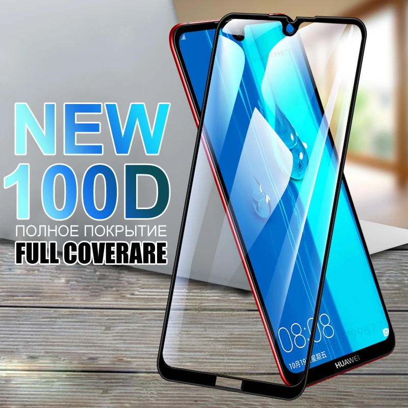 100D templado de vidrio para Huawei Y7 Y6 Y5 primer 2018 de 2019 Y5 Lite Protector de pantalla Y6S Y7S Y8S Y9S Y5P Y6P Y7P Y8P película protectora