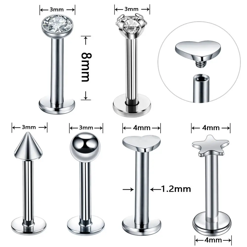12 шт./лот 16 г мини белый драгоценный камень нос кольцо Лабрет губы кольцо для козелка пирсинг Спираль пирсинг серьги пирсинг носа ювелирные изделия