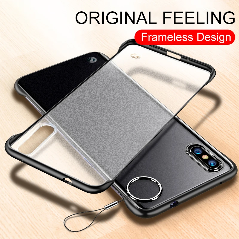 

Clear Frameless Case For iphone x xr xs max Slim Hard Matte Transparent Cover Ring for iphone aifon x s r sx max rx couqe capa