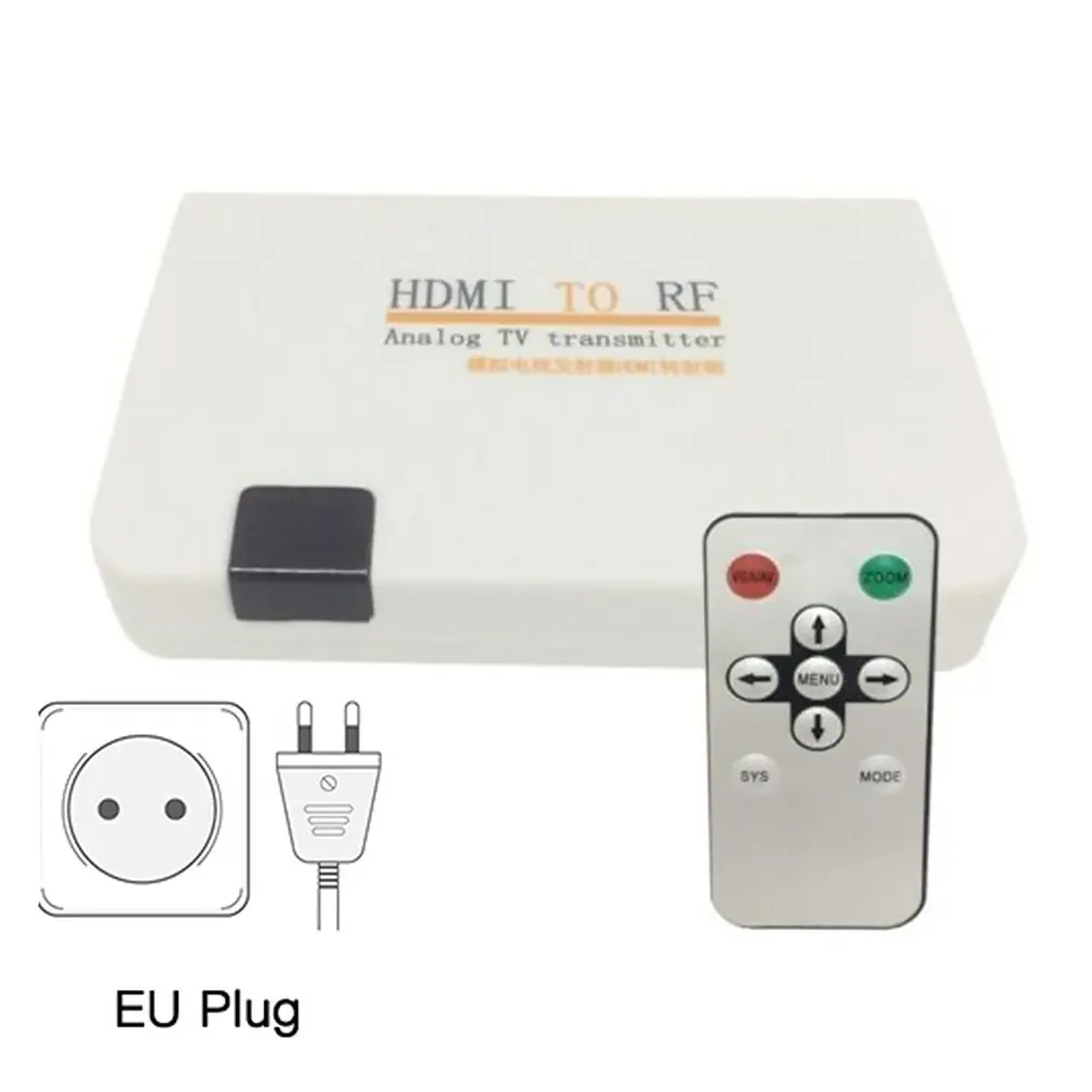 EU plug Универсальный HDMI для радиочастотного коаксиального конвертера адаптер кабель с пультом дистанционного управления блок питания для ТВ преобразования США/ЕС/Великобритания/США - Цвет: EU plug
